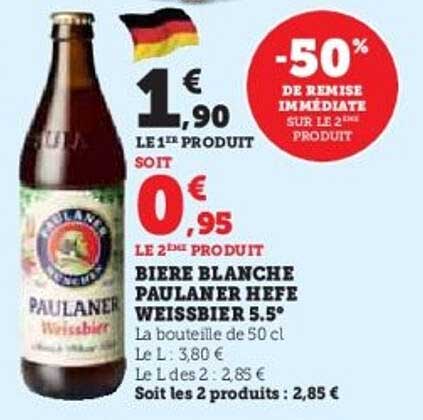 BIERE BLANCHE PAULANER HEFE WEISSBIER 5.5°