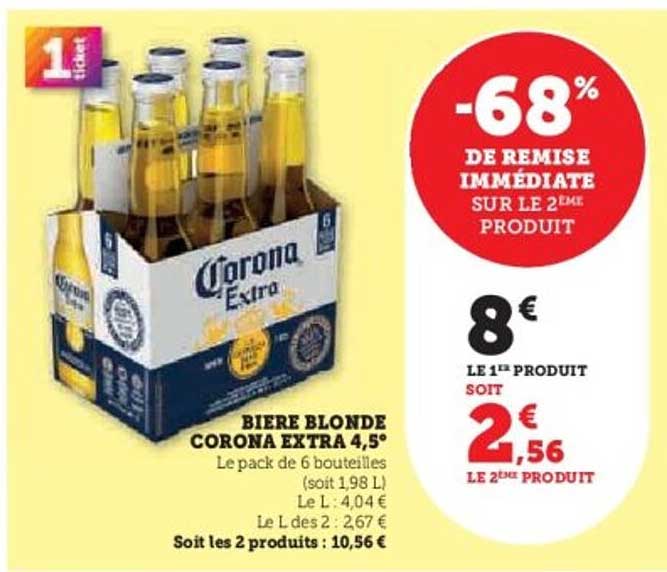 BIERE BLONDE CORONA EXTRA 4,5°