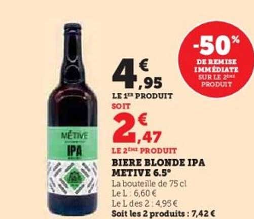 BIERE BLONDE IPA METIVE 6.5°