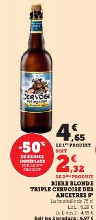 BIÈRE BLONDE TRIPLE CERVOISE DES ANCETRES 9°