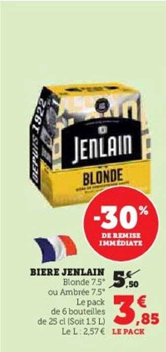 BIERE JENLAIN Blonde 7.5° ou Ambrée 7.5°
