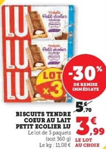 BISCUITS TENDRE COEUR AU LAIT PETIT ECOLEIR LU