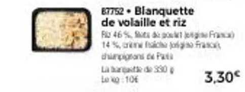 Blanquette de volaille et riz