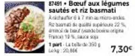 Boeuf aux légumes sautés et riz basmati