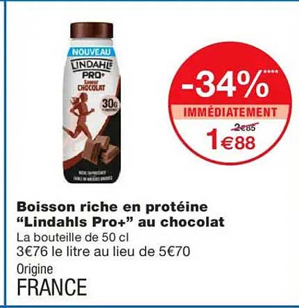 Boisson riche en protéine “Lindahls Pro+” au chocolat