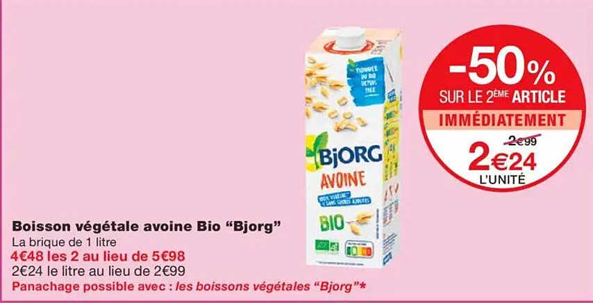 Boisson végétale avoine Bio "Bjorg"