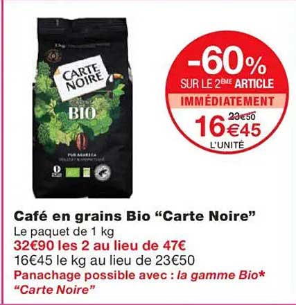 Café en grains Bio "Carte Noire"