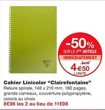Cahier Linicolor “Clairefontaine”