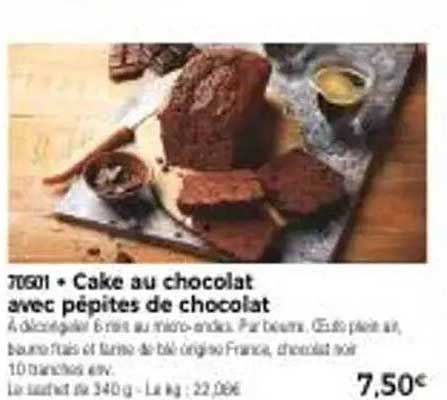 Cake au chocolat avec pépites de chocolat