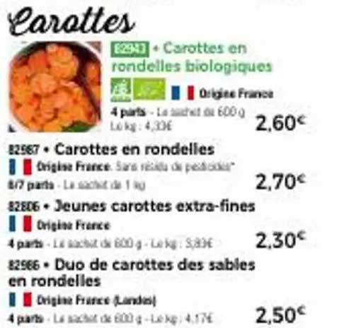 Carottes en rondelles biologiques