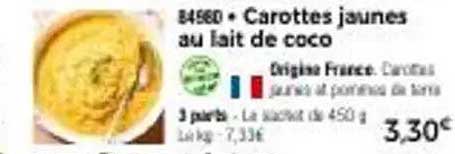Carottes jaunes au lait de coco