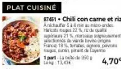 Chili con carne et riz