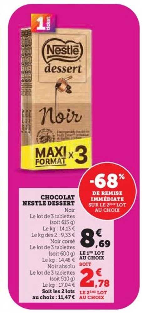 CHOCOLAT NESTLÉ DESSERT Noir