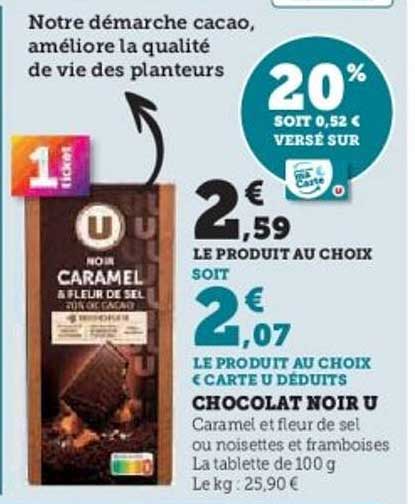CHOCOLAT NOIR U Caramel et fleur de sel