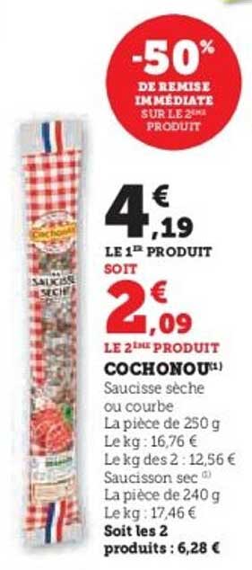 Cochonou Saucisse sèche ou courbe