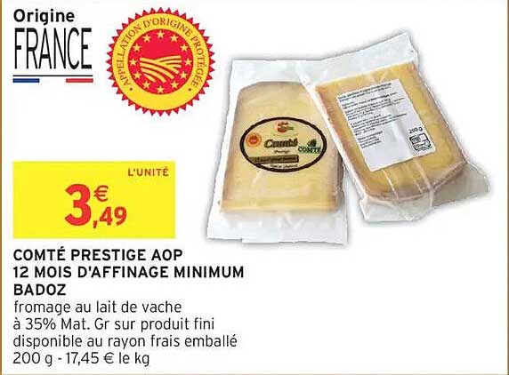COMTÉ PRESTIGE AOP 12 MOIS D'AFFINAGE MINIMUM BADOZ