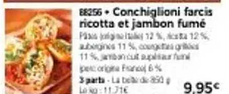 Conchiglioni farcis ricotta et jambon fumé