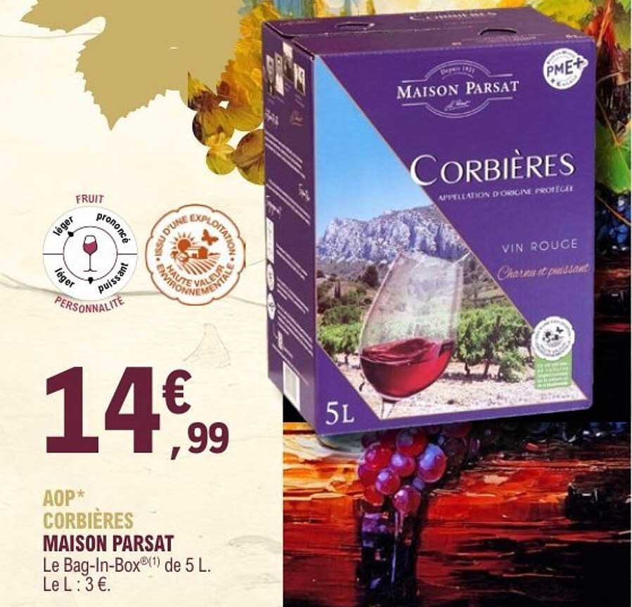 Corbières Maison Parsat Vin Rouge - Bag-In-Box 5L