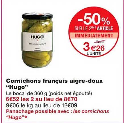 Cornichons français aigre-doux “Hugo”