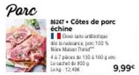 Côtes de porc échine