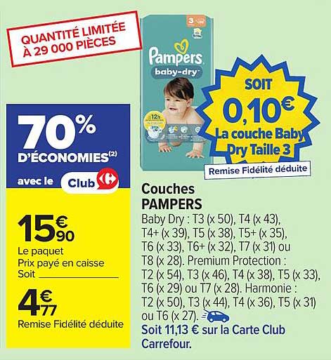 Couches PAMPERS Baby-Dry