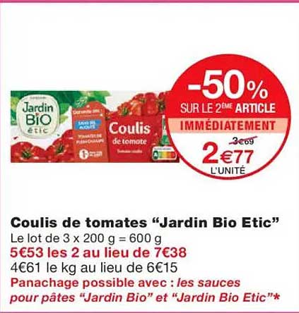 Coulis de tomates “Jardin Bio Etic”