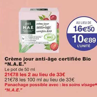 Crème jour anti-âge certifiée Bio "N.A.E."