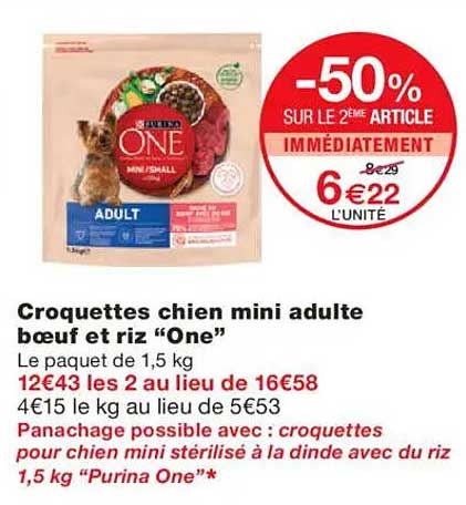 Croquettes chien mini adulte boeuf et riz “One”