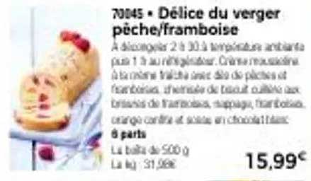 Délice du verger pêche/framboise