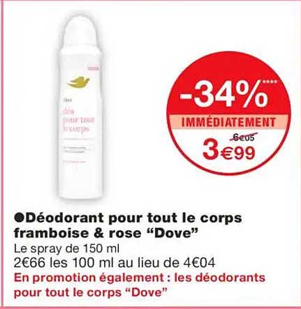 Déodorant pour tout le corps framboise & rose “Dove”