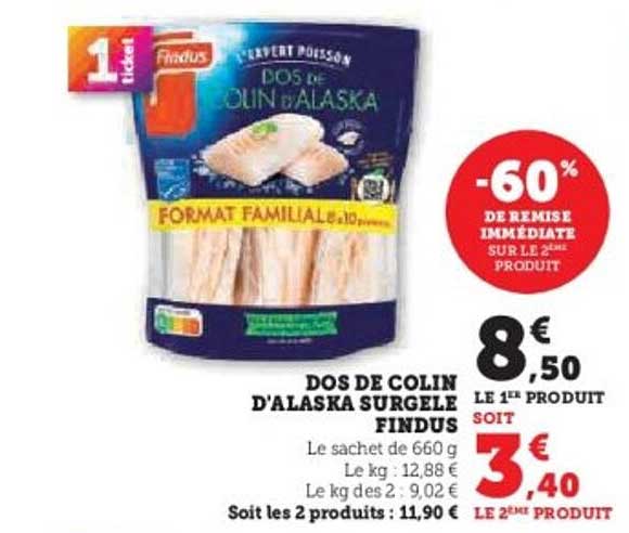 DOS DE COLIN D'ALASKA SURGELE FINDUS