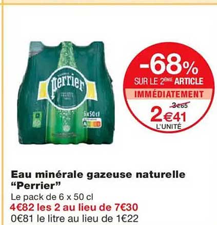 Eau minérale gazeuse naturelle “Perrier”