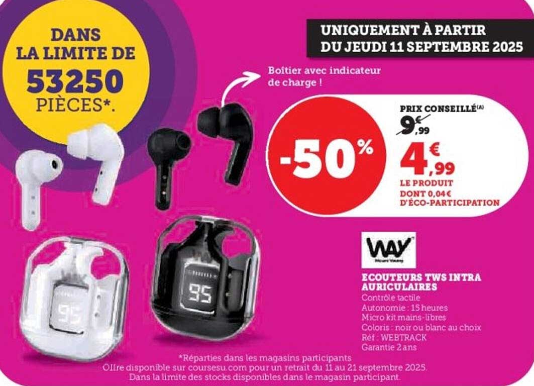ÉCOUTEURS TWS INTRA AURICULAIRES