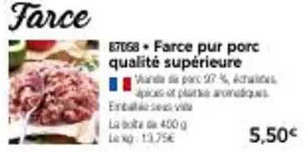 Farce pur porc qualité supérieure