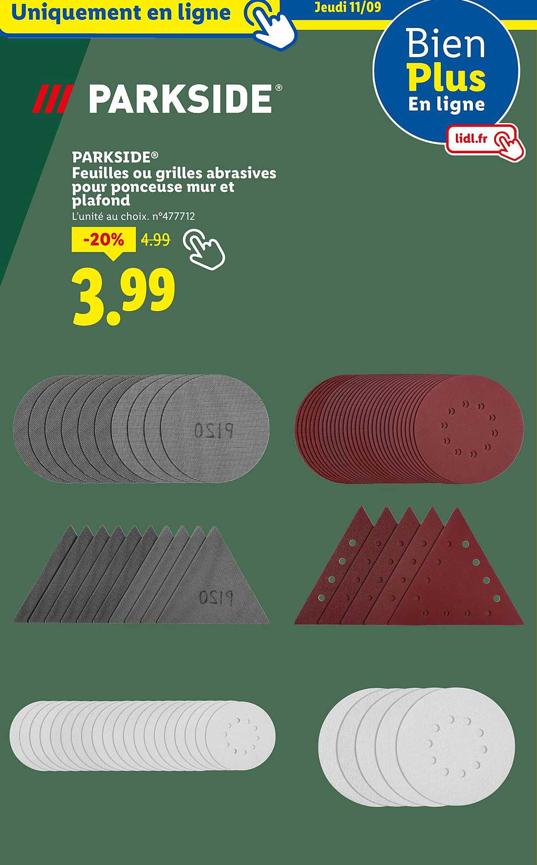 Feuilles ou grilles abrasives pour ponceuse mur et plafond
