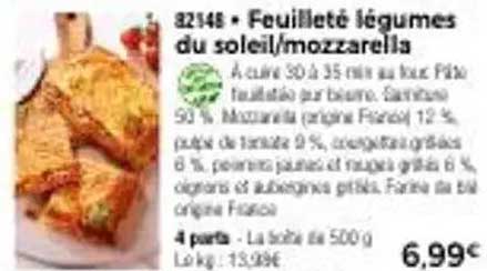 Feuilleté légumes du soleil/mozzarella