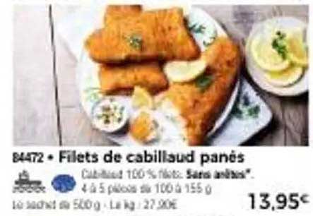 Filets de cabillaud panés