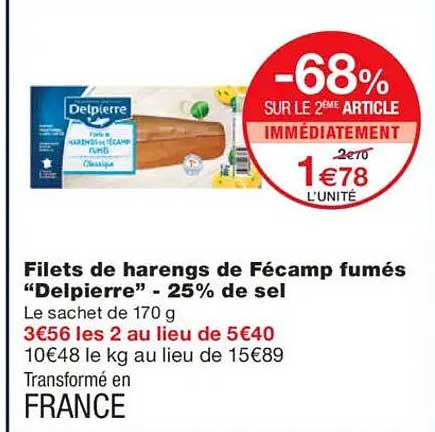 Filets de harengs de Fécamp fumés "Delpierre" - 25% de sel