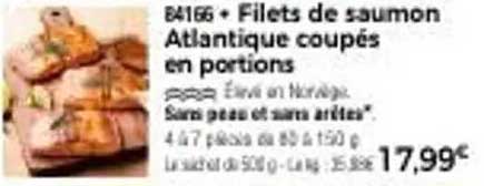 Filets de saumon Atlantique coupés en portions