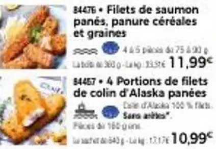 Filets de saumon panés, panure céréales et graines