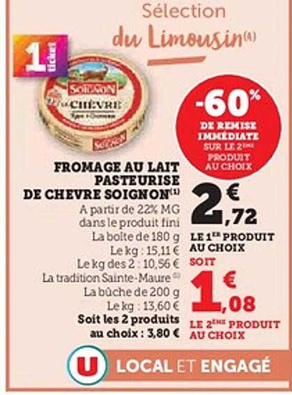 FROMAGE AU LAIT PASTEURISE DE CHÈVRE SOIGNON