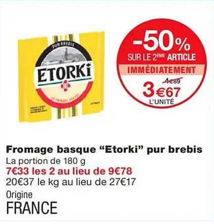 Fromage basque “Etorki” pur brebis
