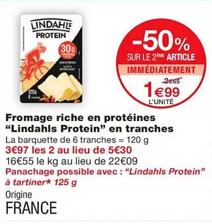 Fromage riche en protéines “Lindahls Protein” en tranches