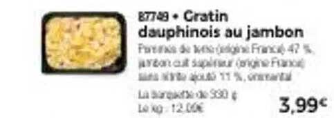 Gratin dauphinois au jambon