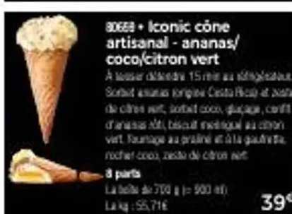 Iconic cône artisanal - ananas/coco/citron vert