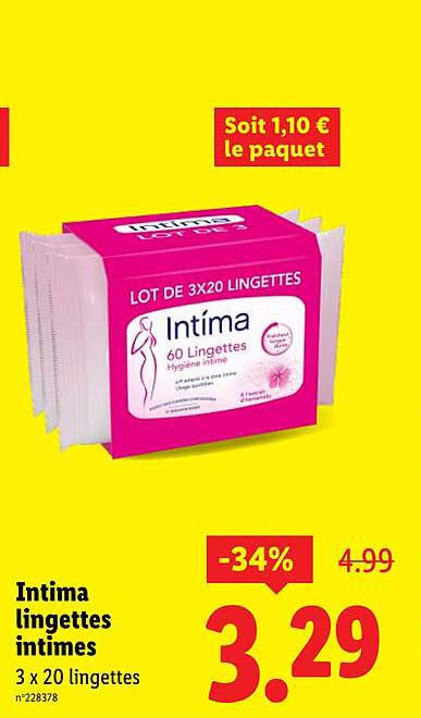 Intima lingettes intimes 3 x 20 lingettes