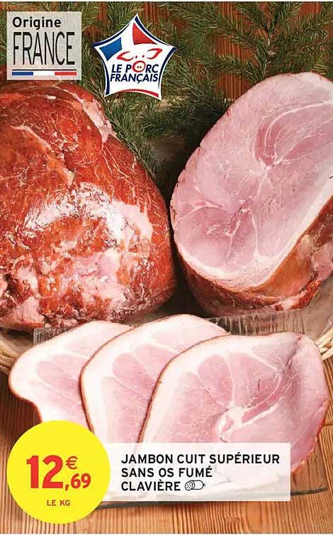 JAMBON CUIT SUPÉRIEUR SANS OS FUMÉ CLAVIÈRE