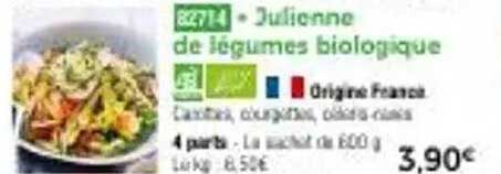 Julienne de légumes biologiques