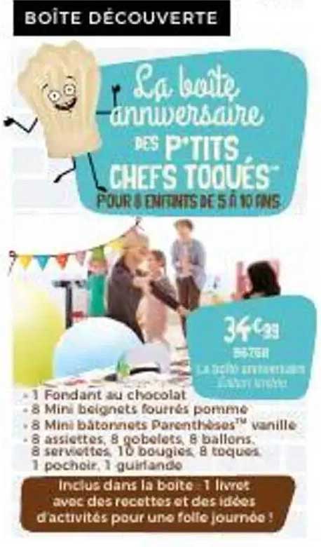 La boîte anniversaire des P'tits Chefs Toqués pour 8 enfants de 5 à 10 ans