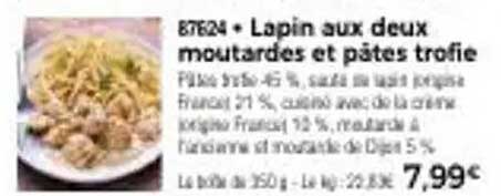 Lapin aux deux moutardes et pâtes trofie